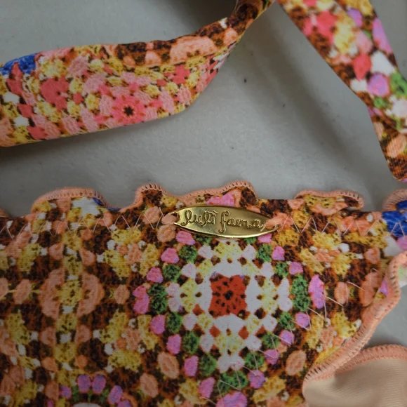 Luli Fama Mosaic Bikini Set in Orange and Blue - Picture 3 of 7